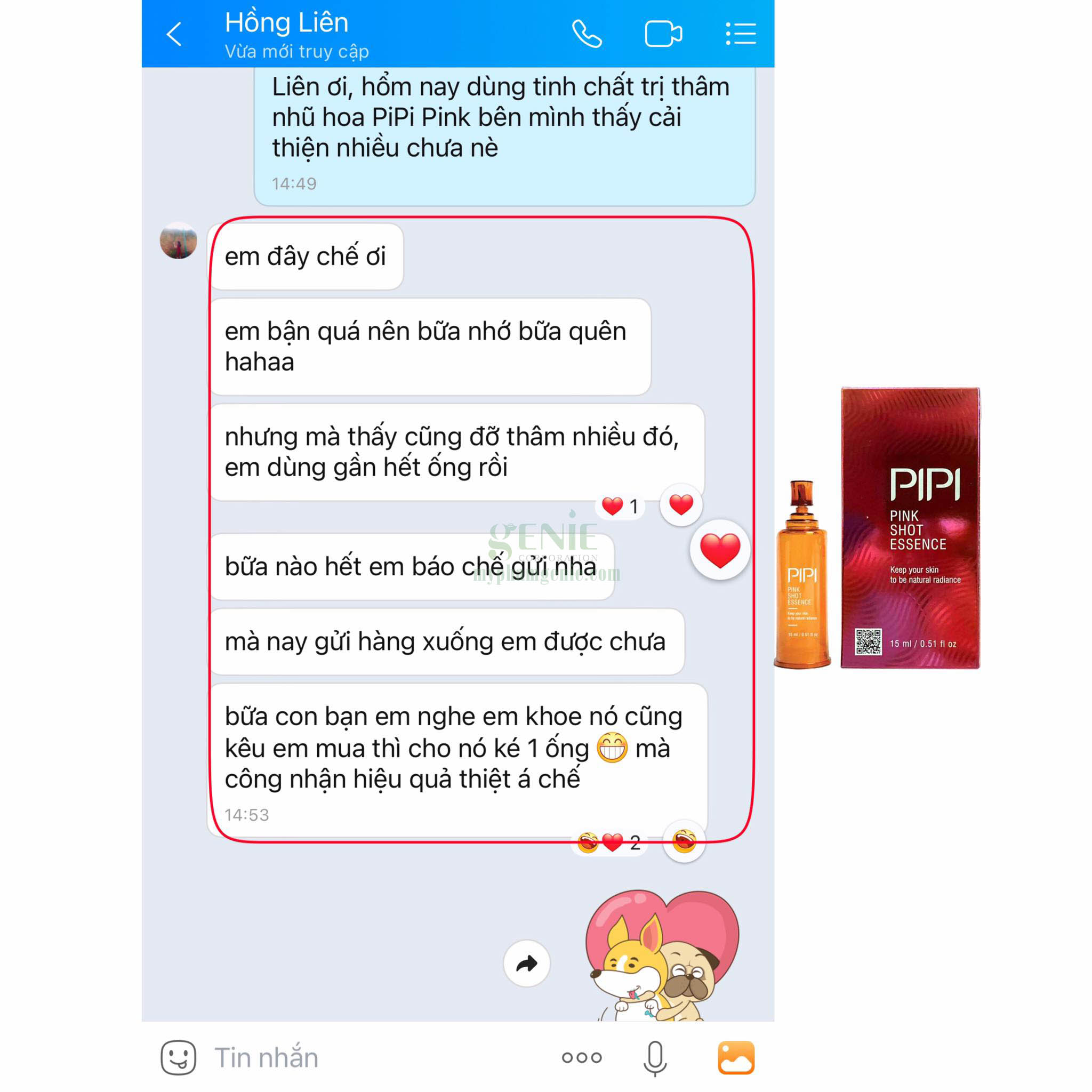 review serum hồng nhũ hoa hàn quốc pipi