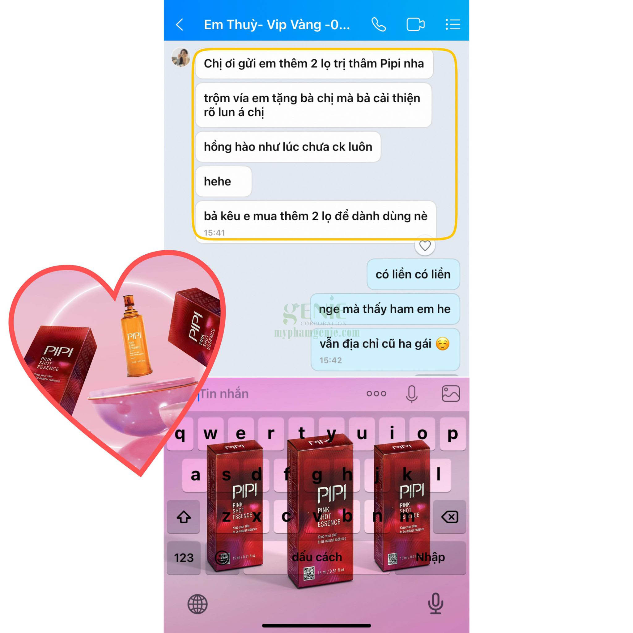 review serum hồng nhũ hoa hàn quốc pipi