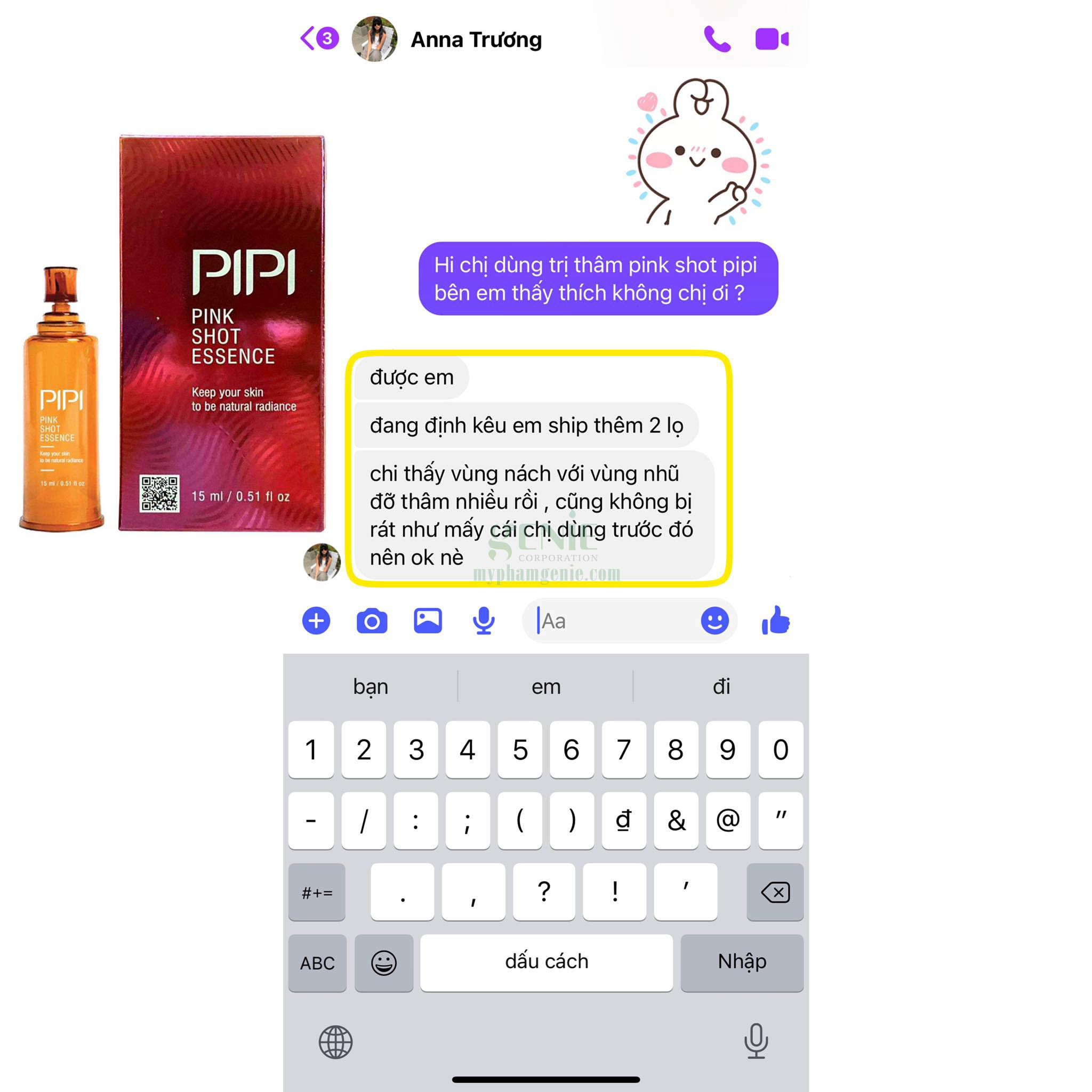 review serum hồng nhũ hoa hàn quốc pipi