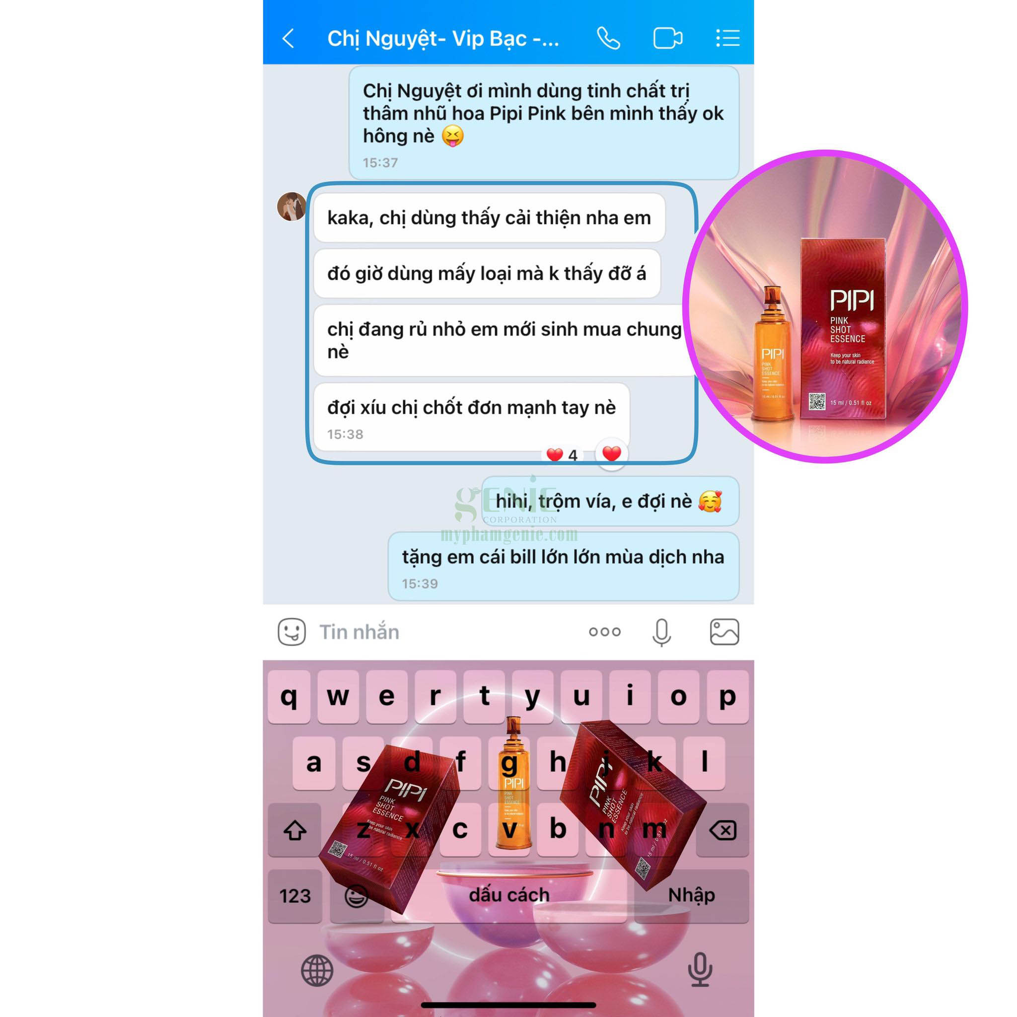 review serum hồng nhũ hoa hàn quốc pipi