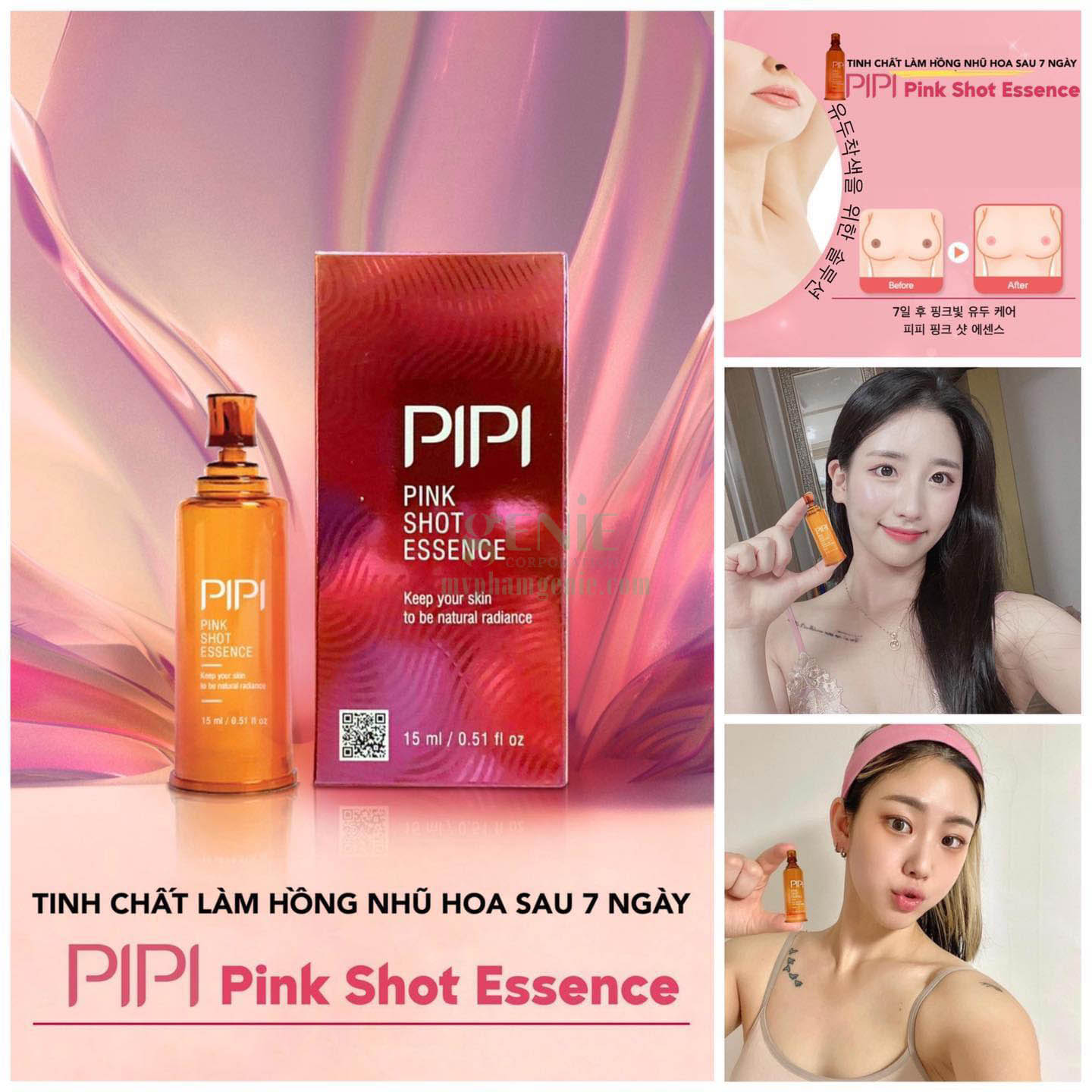 serum hồng nhũ hoa pipi pink shot essence