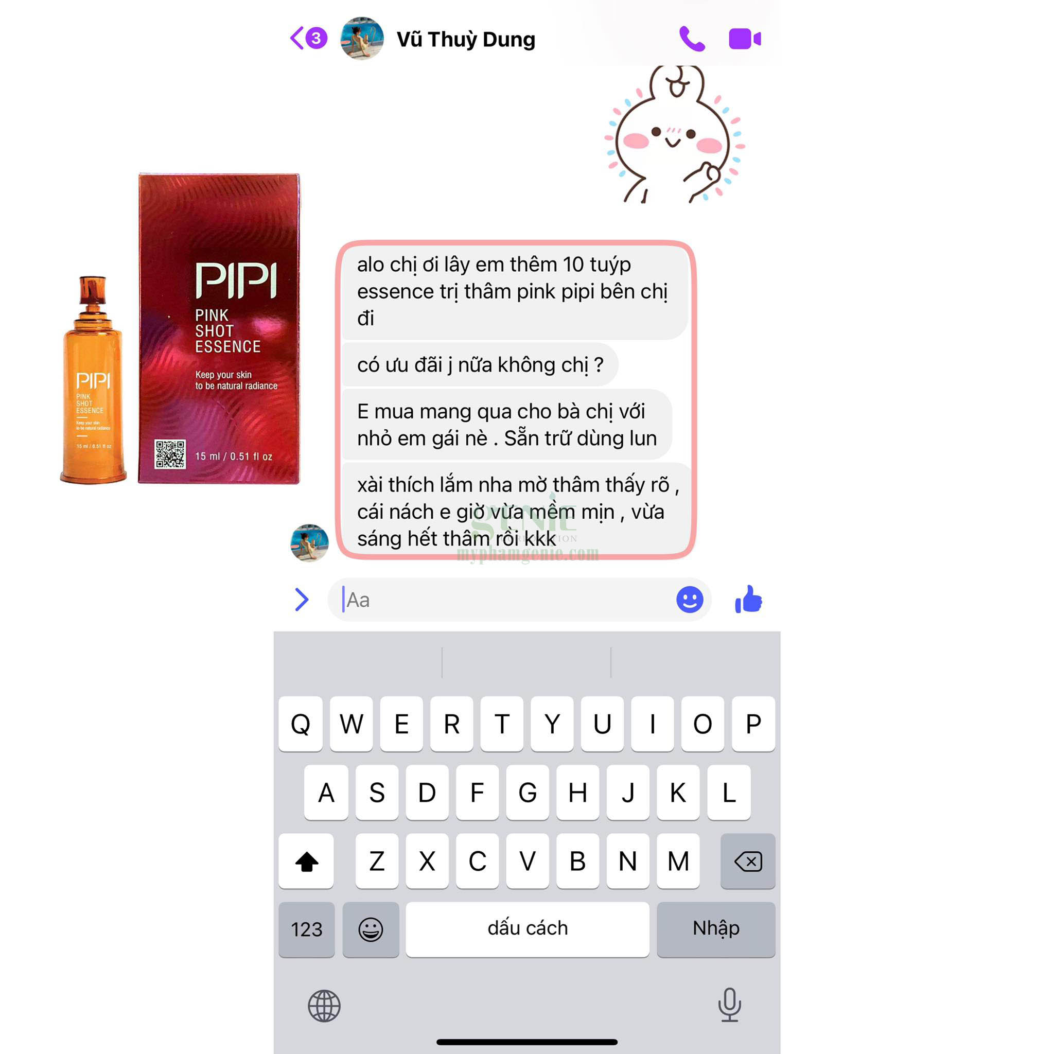 review serum hồng nhũ hoa hàn quốc pipi