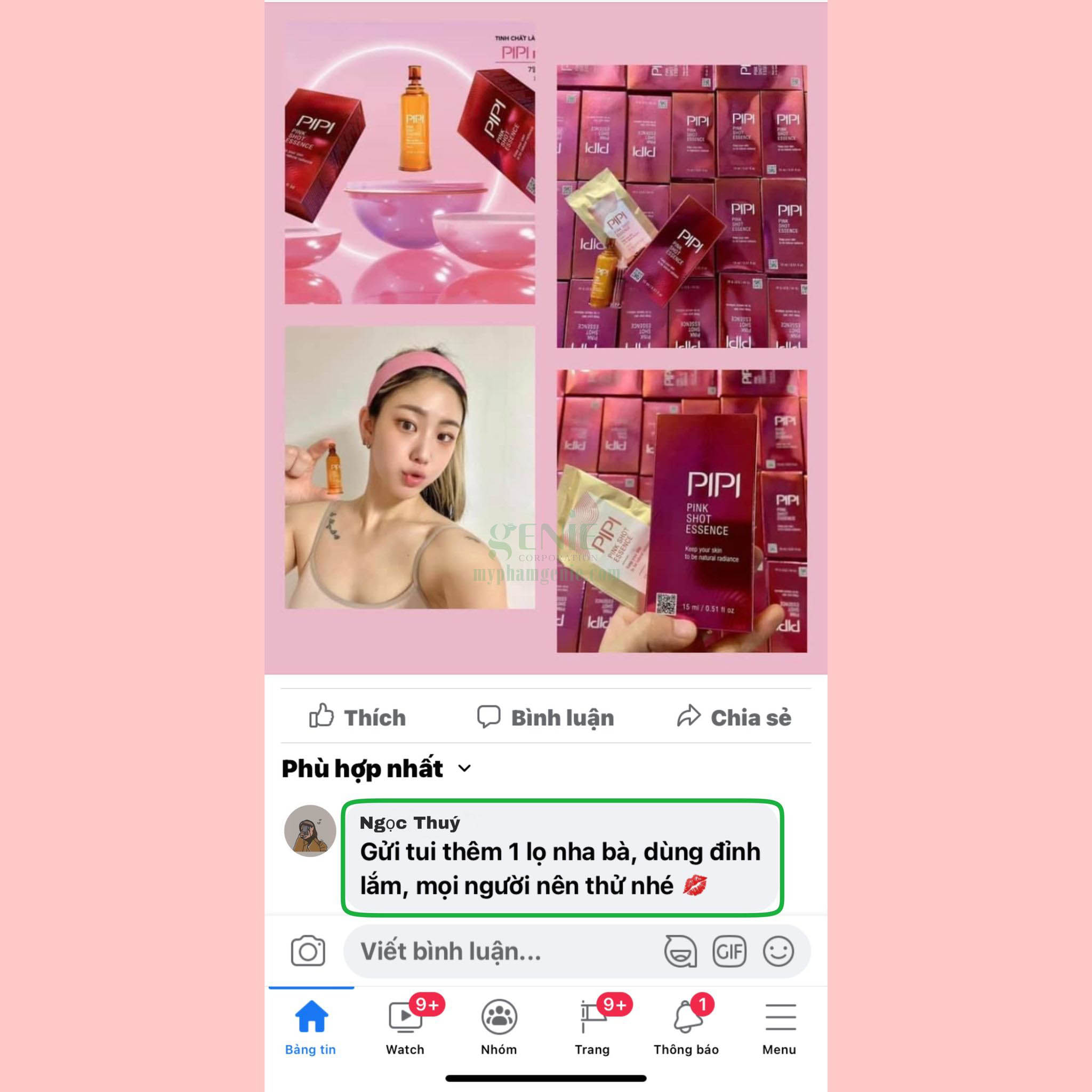 review serum hồng nhũ hoa hàn quốc pipi