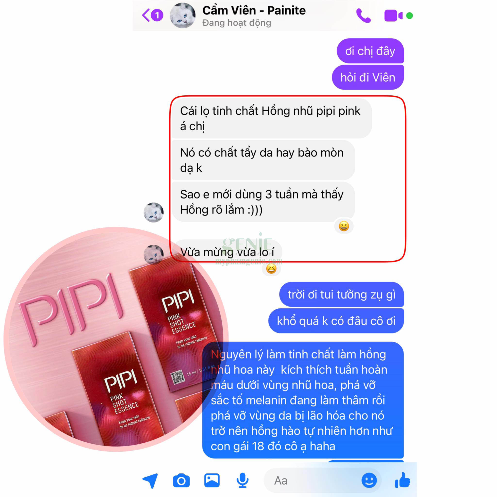 review serum hồng nhũ hoa hàn quốc pipi