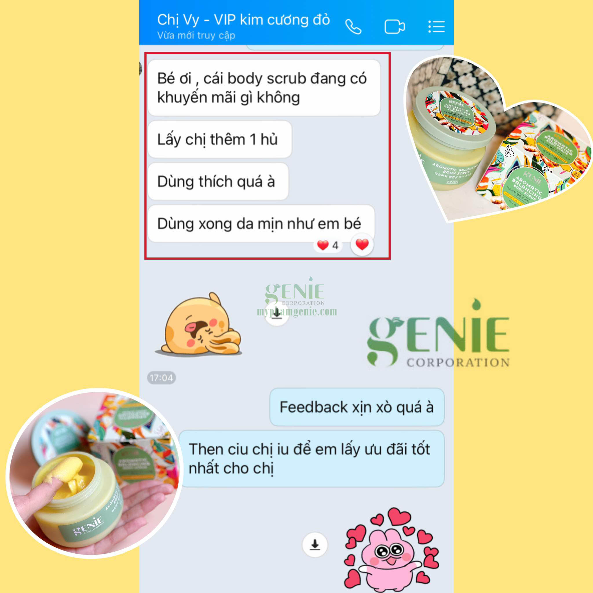 tẩy tế bào chết body genie | gel tẩy da chết toàn thân