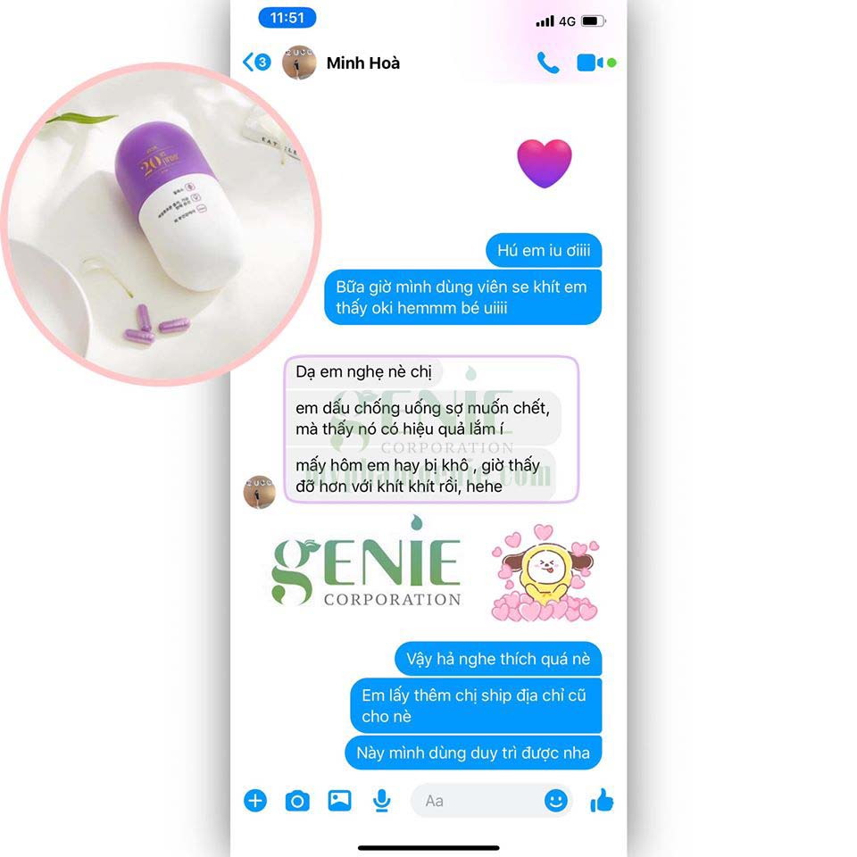review viên uống se khít genie | viên uống se khít âm đạo